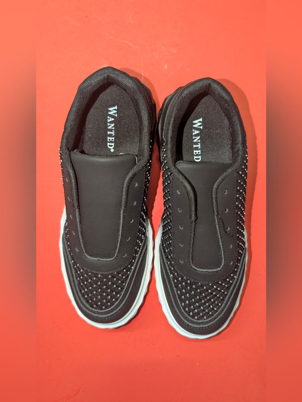 NWOT Wanted Tiarra Black Rhinestone Platform Sneakers Size 9 NWOT Crystal Chunky